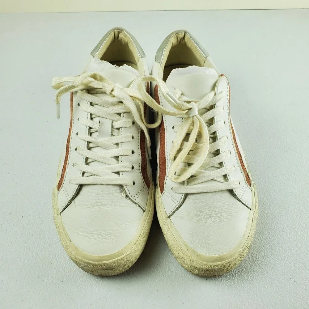 Madewell Sidewalk Low-Top Sneakers Soft Leather Lace Up Shoes 8 Womens White